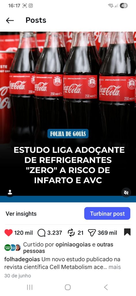 Post no Instagram do Folha de Goiás 2