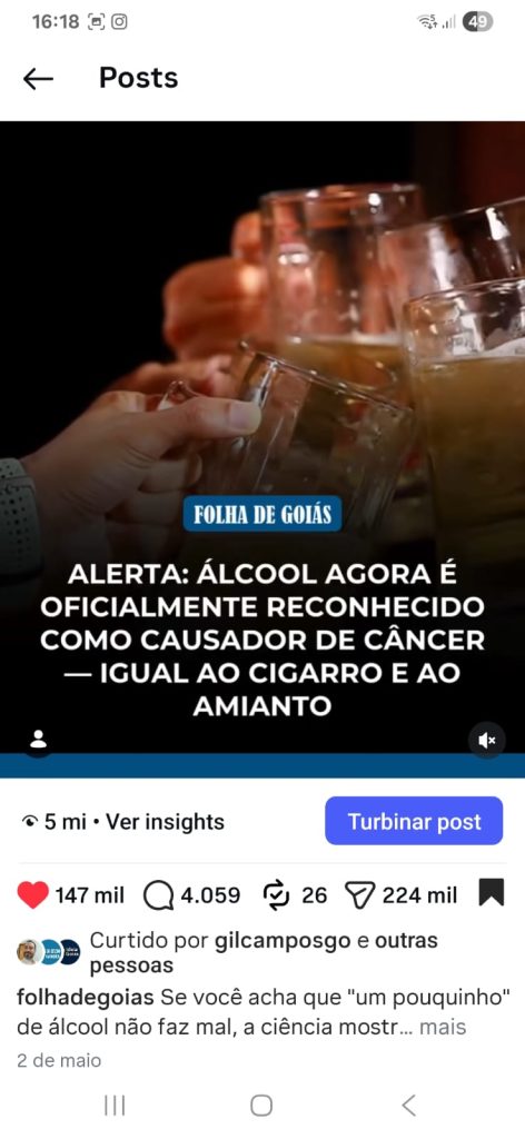 Post no Instagram do Folha de Goiás 3