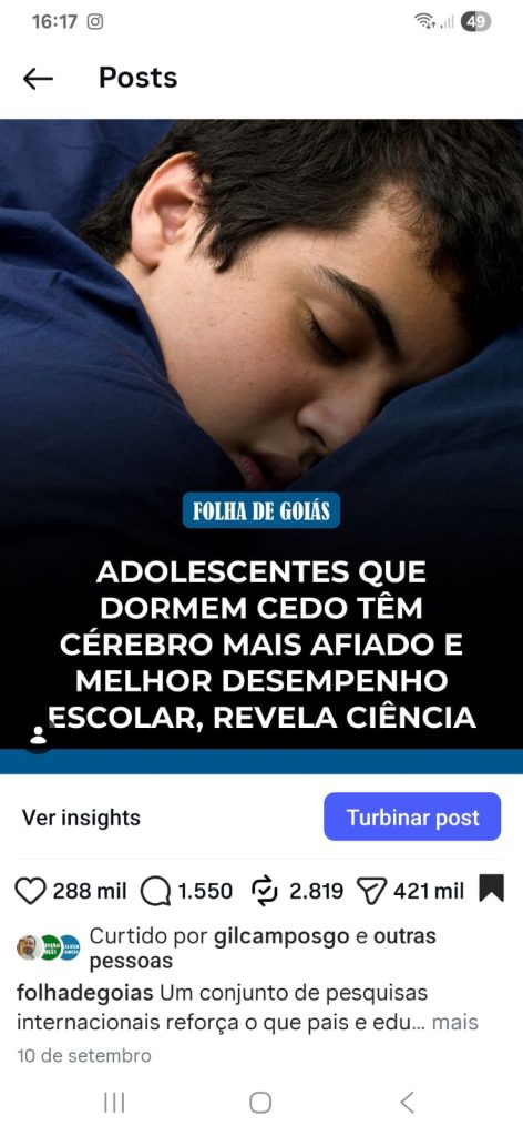 Post no Instagram do Folha de Goiás