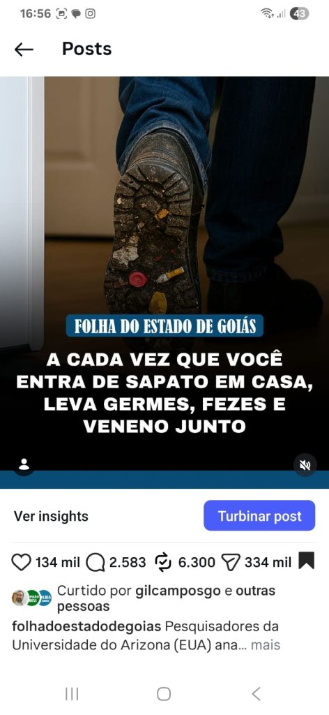 Post no Instagram do Folha do Estado de Goiás
